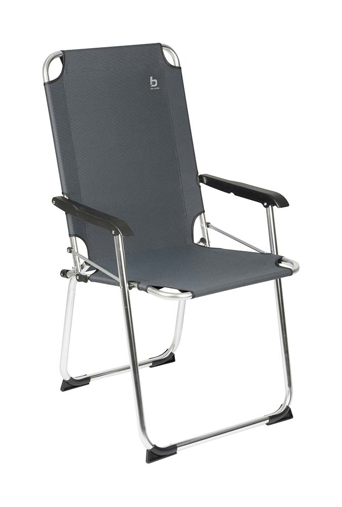 1211961 "An extra wide and high compact folding chair. A chair in which style, comfort and function are combined. Equipped with strong and luxurious 2-tone 600 denier polyester material and a lightweight aluminium frame.  In addition, this chair comes equipped with extra stabilisers and a 'safety-lock' against unwanted folding.   Compact to take with you (folded lxwxh): 75x58x7 centimetres. Seat height: 47 centimetres. Seat depth: 46 centimetres. Seat width: 48 centimetres. Maximum weight: 110 kilograms."