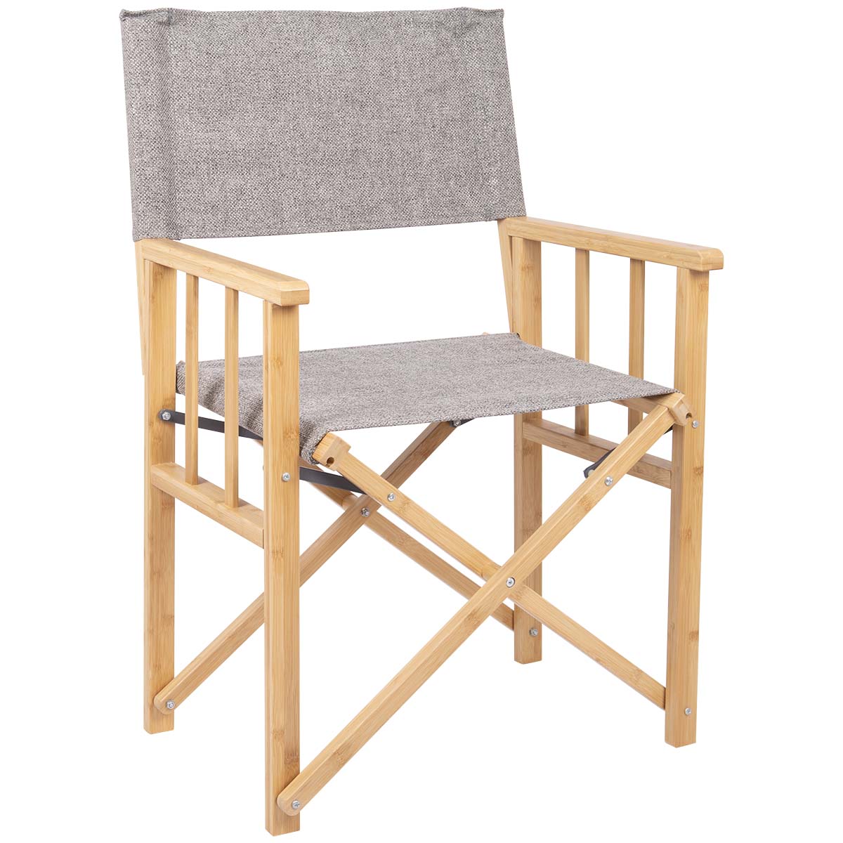 1267225 Een stijlvolle regisseursstoel uit de Urban Outdoor collectie. De stoel beschikt over een stevig bamboe frame. De bekleding is gemaakt van Nika welke een linnen look heeft. Ideaal voor gebruik aan tafel of buiten voor de tent. Compact en eenvoudig in te klappen en daardoor eenvoudig mee te nemen.