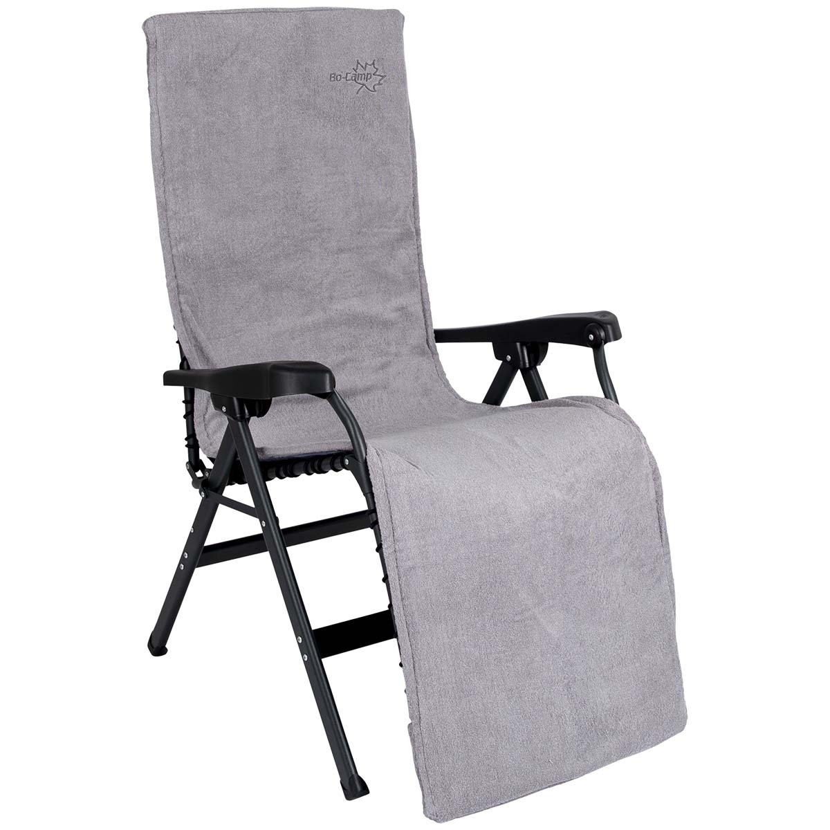1849282 Een extra zachte stoelhoes voor (kampeer)stoelen. Deze universele stoelhoes zorgt voor optimaal zitcomfort en biedt bescherming aan de stoel. Extra comfortabel door het gepolsterde badstof. De stoelhoes is universeel toepasbaar.