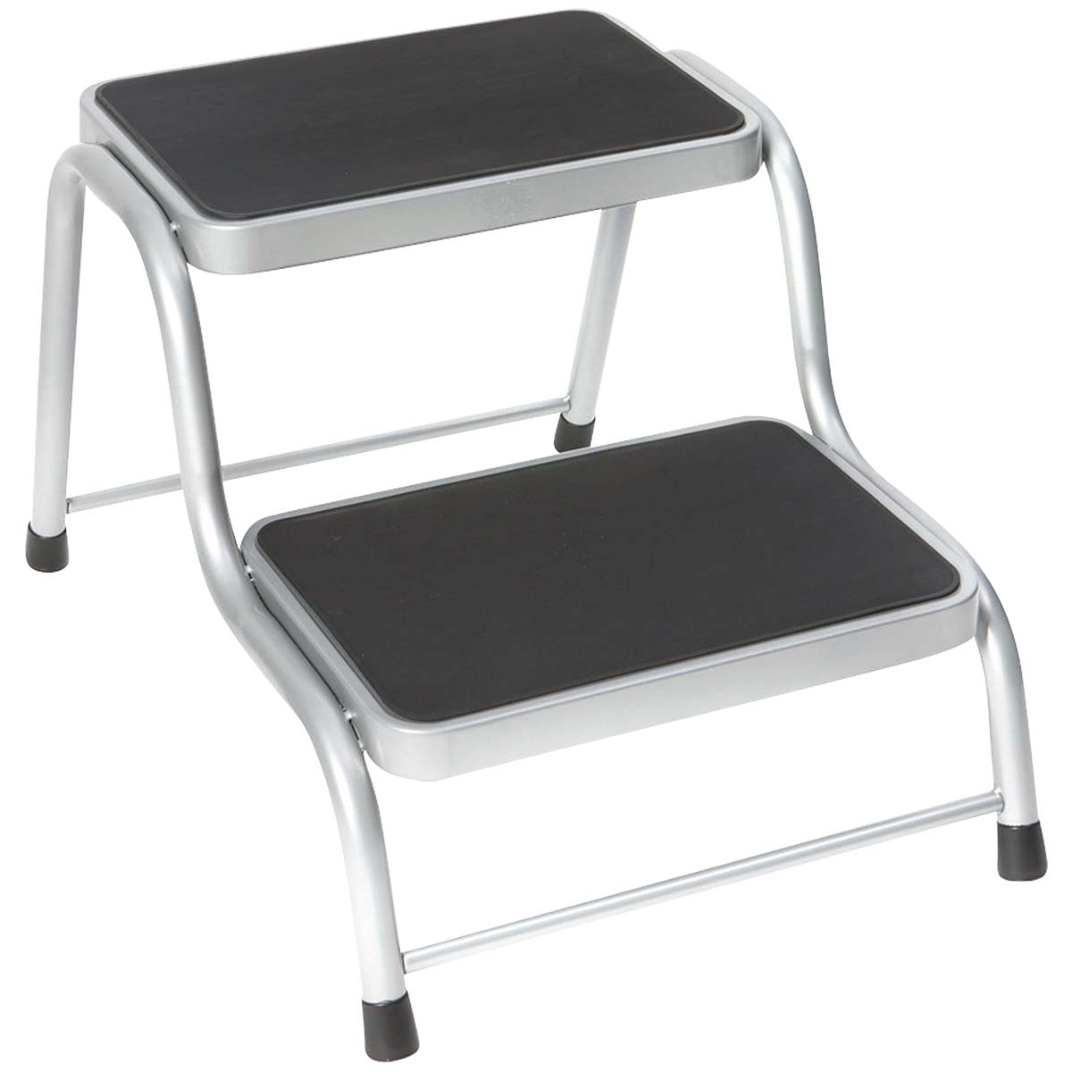 5314998 Extra sturdy step with double steps. With a steel frame with non-slip coating. The width of the step is 37 cm. Maximum load: 150 kilogram.