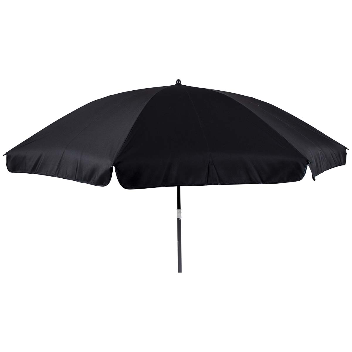 7267236 Een stijlvolle en stevige parasol met stalen frame. Het 160 gr/m² polyester doek biedt bescherming tegen schadelijke zonnestraling. De steel is deelbaar, in hoogte verstelbaar en voorzien van een knikarm zodat het doek richting de zon kan worden gebogen. Gemakkelijk mee te nemen (Ø15x100 cm). De steel van de parasol heeft een diameter van 32 millimeter.
